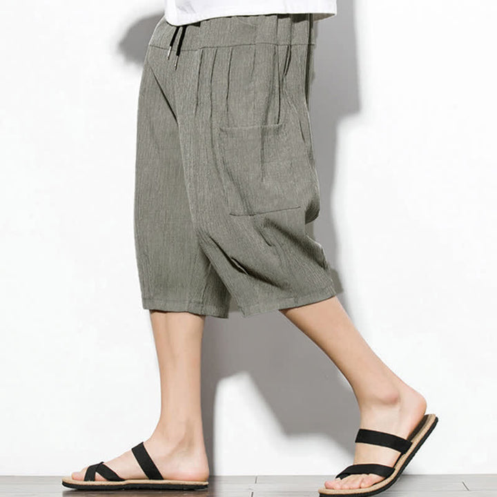 Buddha Stones Summer Casual Minimalist Drawstring Solid Men's Cropped Pants With Pocket - DarkGray - US/UK/AU46, EU56 (5XL) - image 18