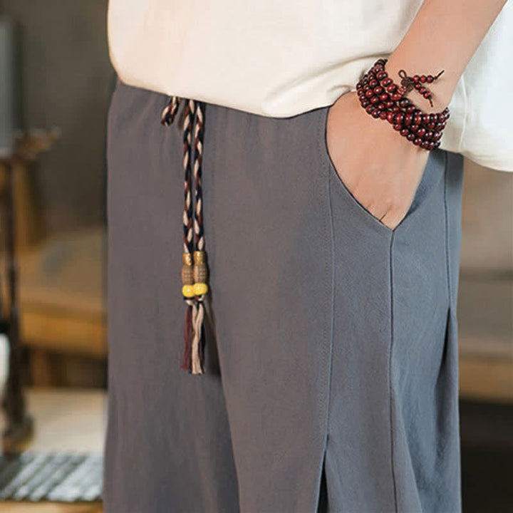 Buddha Stones Summer Casual Minimalist Drawstring Solid Men's Cropped Pants With Pocket - image 31
