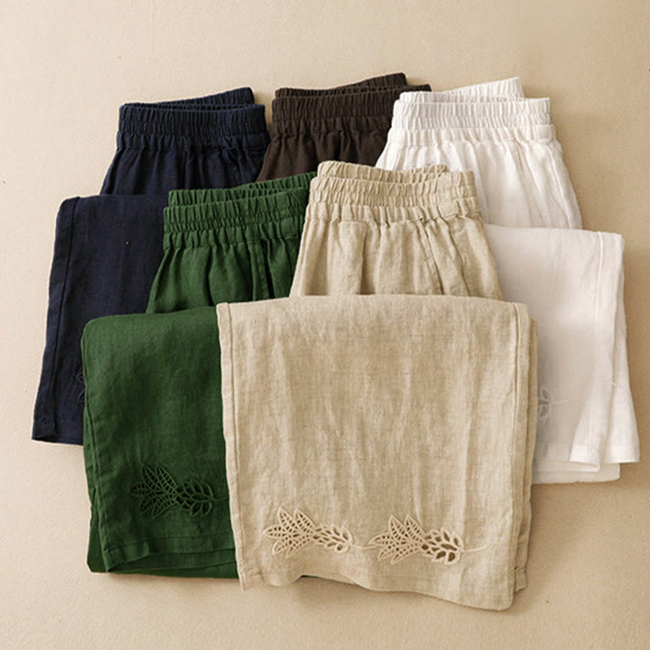 Buddha Stones Summer Casual Hollow Embroidery Hem Solid Ankle Pants Women's Harem Pants With Pocket - image 22