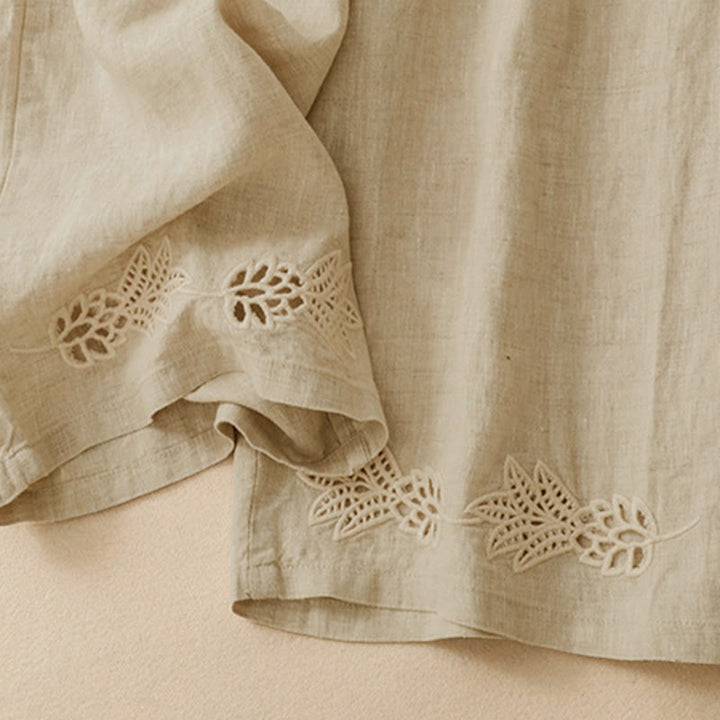 Buddha Stones Summer Casual Hollow Embroidery Hem Solid Ankle Pants Women's Harem Pants With Pocket - image 15