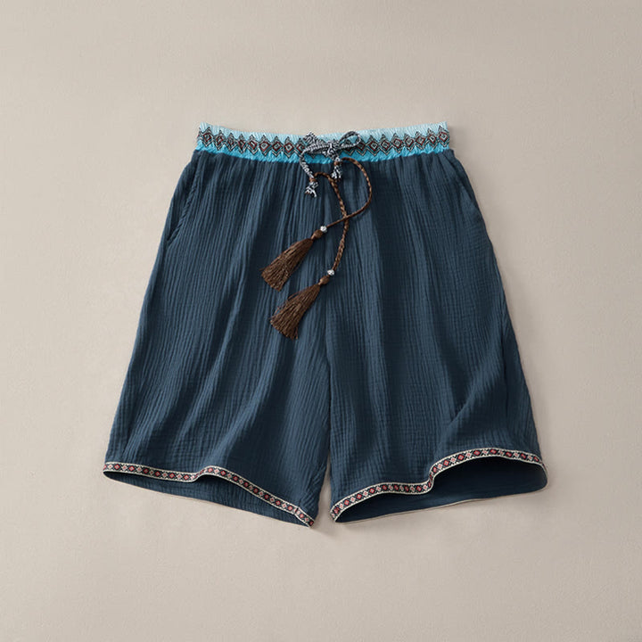 Buddha Stones Summer Boho Casual Drawstring Geometric Bermuda Shorts Men's  With Pockets - Navy - US/UK/AU44, EU54 (3XL) - image 7