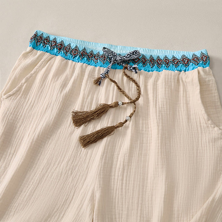 Buddha Stones Summer Boho Casual Drawstring Geometric Bermuda Shorts Men's  With Pockets - image 3