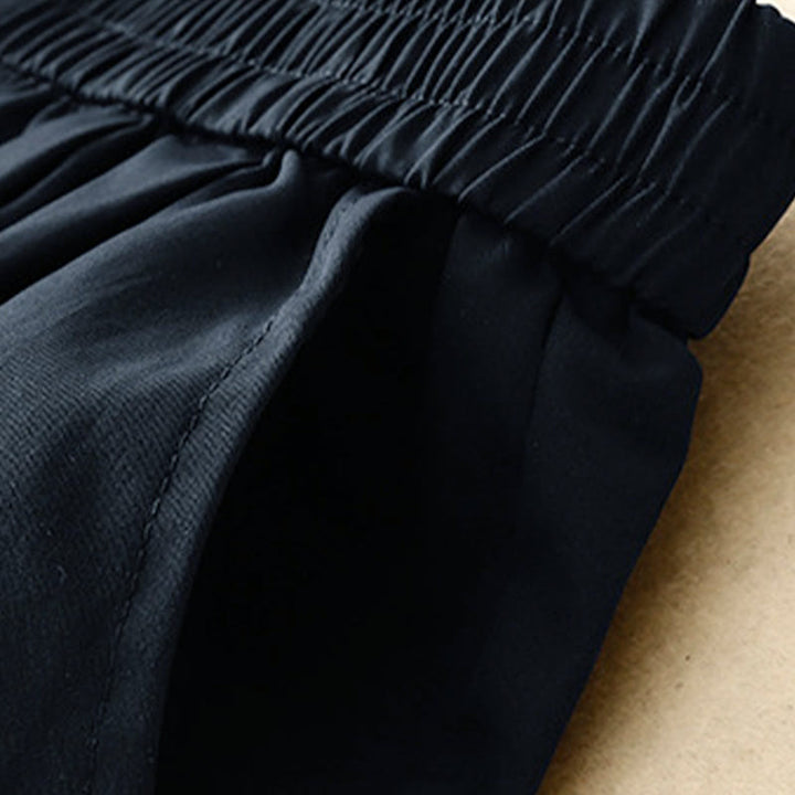 Buddha Stones Summer Casual Elegant Button-Up Solid Zipper Design Ruffles Hem Cropped Pants Women's Harem Pants With Pocket - image 15