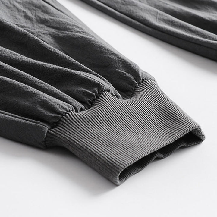 Buddha Stones Summer Casual Drawstring Elastic Waist Solid Ankle Pants Men's Tapered Pants With Pockets - image 8