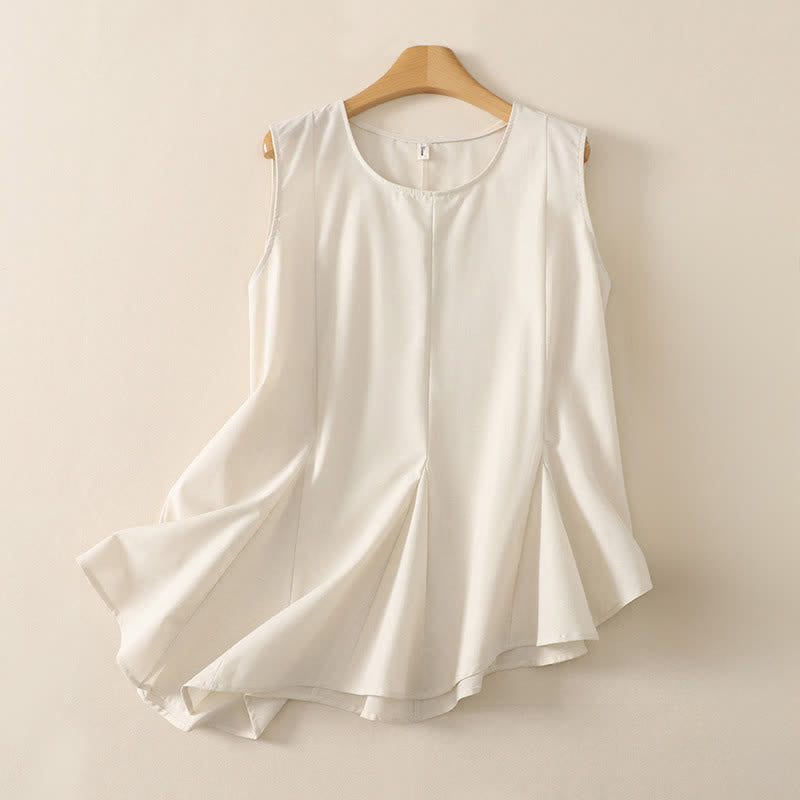 Buddha Stones Summer Minimalist Basic Solid Crew Neck Tank Top Women's Sleeveless T-Shirts - Beige - US8-10, UK/AU12-14, EU40-42 (2XL) - image 5