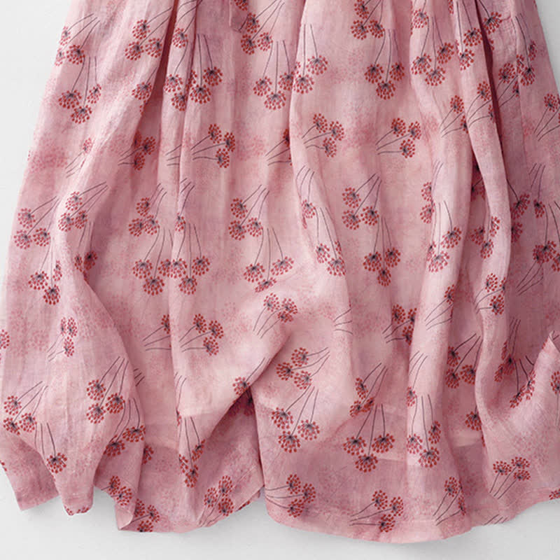 Buddha Stones Summer Casual Elegant Drawstring Floral Women's Elbow-Length Sleeve Dress With Pocket - image 9