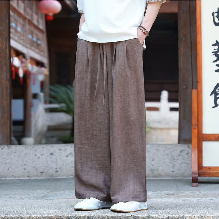 Buddha Stones Summer Casual Minimalist Drawstring Elastic Waist Solid Ankle Pants Men's Straight Leg Pants With Pocket - image 19