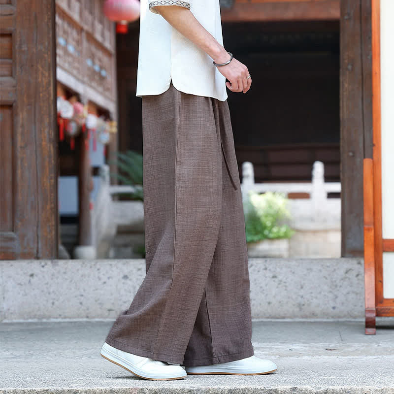 Buddha Stones Summer Casual Minimalist Drawstring Elastic Waist Solid Ankle Pants Men's Straight Leg Pants With Pocket - image 18