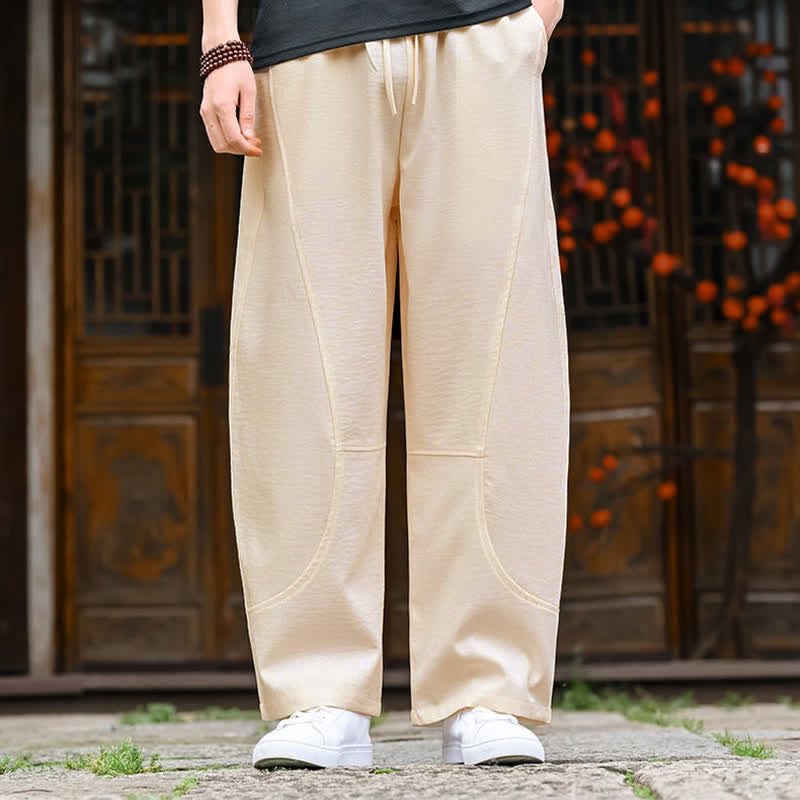 Buddha Stones Summer Casual Minimalist Drawstring Solid Ankle Pants Men's Straight Leg Pants With Pocket - image 6