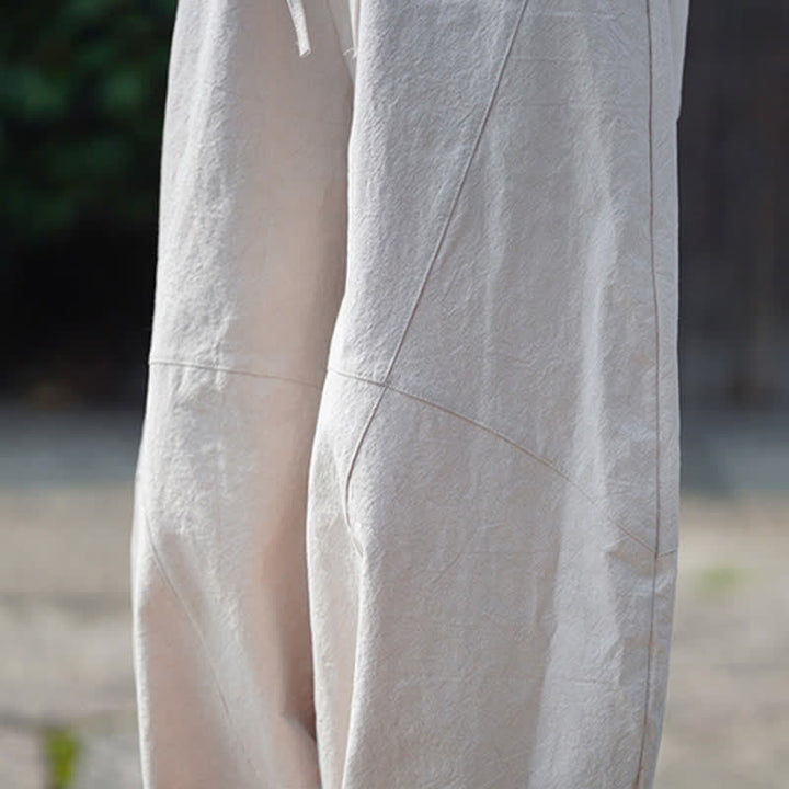 Buddha Stones Summer Casual Drawstring Solid Cotton Cropped Pants Men's Harem Pants With Pocket - image 32