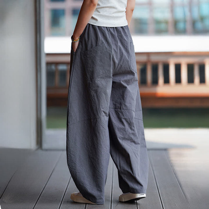 Buddha Stones Summer Casual Drawstring Solid Cotton Cropped Pants Men's Harem Pants With Pocket - image 2