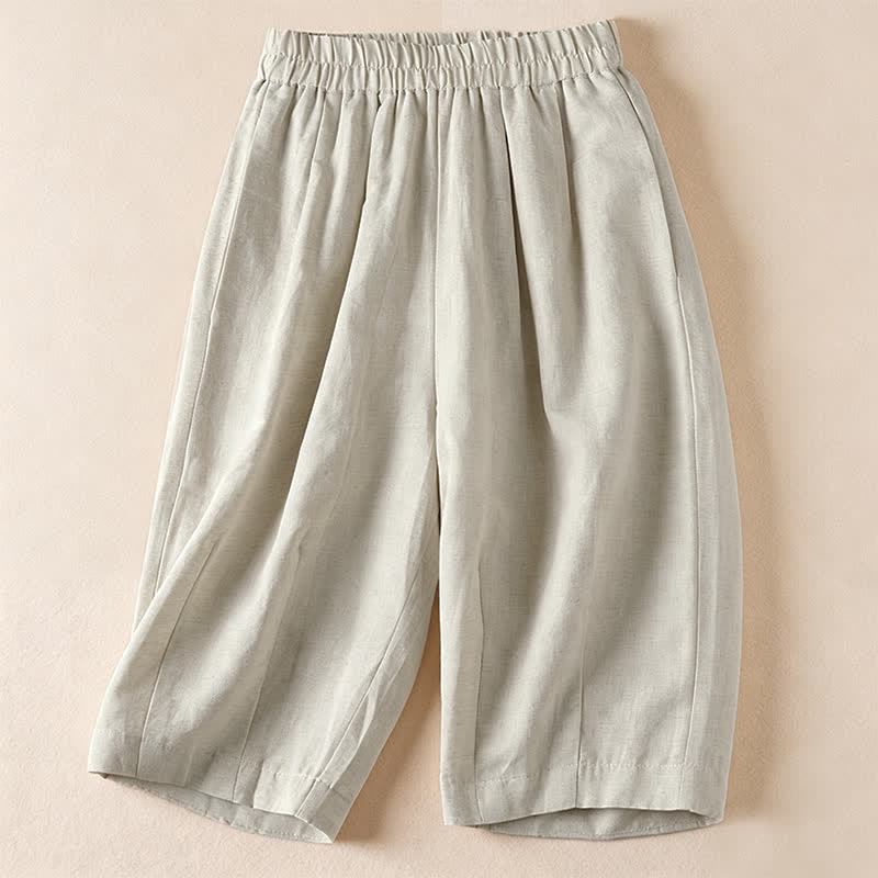 Buddha Stones Summer Casual Minimalist Solid Bermuda Shorts Women's Shorts With Pockets - Linen - US12, UK/AU16, EU44 (3XL) - image 0