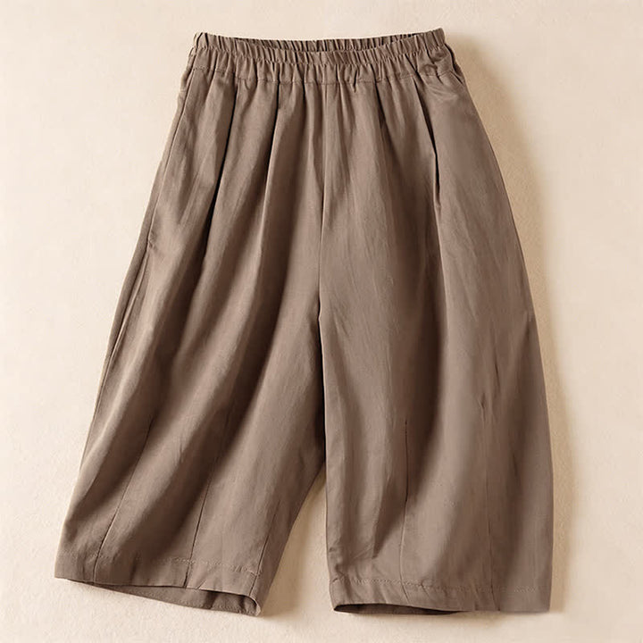 Buddha Stones Summer Casual Minimalist Solid Bermuda Shorts Women's Shorts With Pockets - Tan - US12, UK/AU16, EU44 (3XL) - image 11