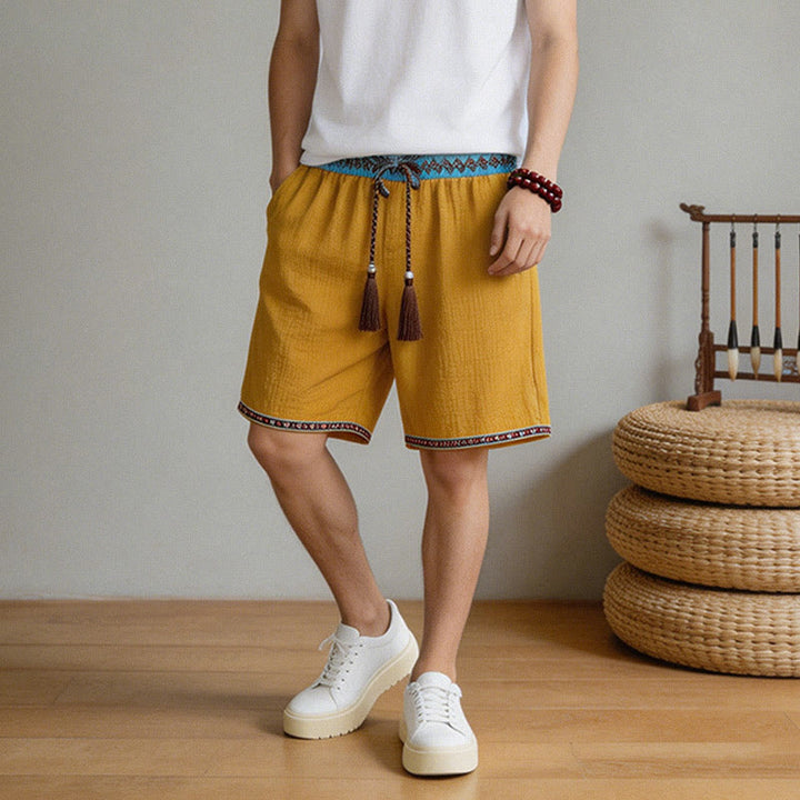 Buddha Stones Summer Boho Casual Drawstring Geometric Bermuda Shorts Men's  With Pockets - image 16