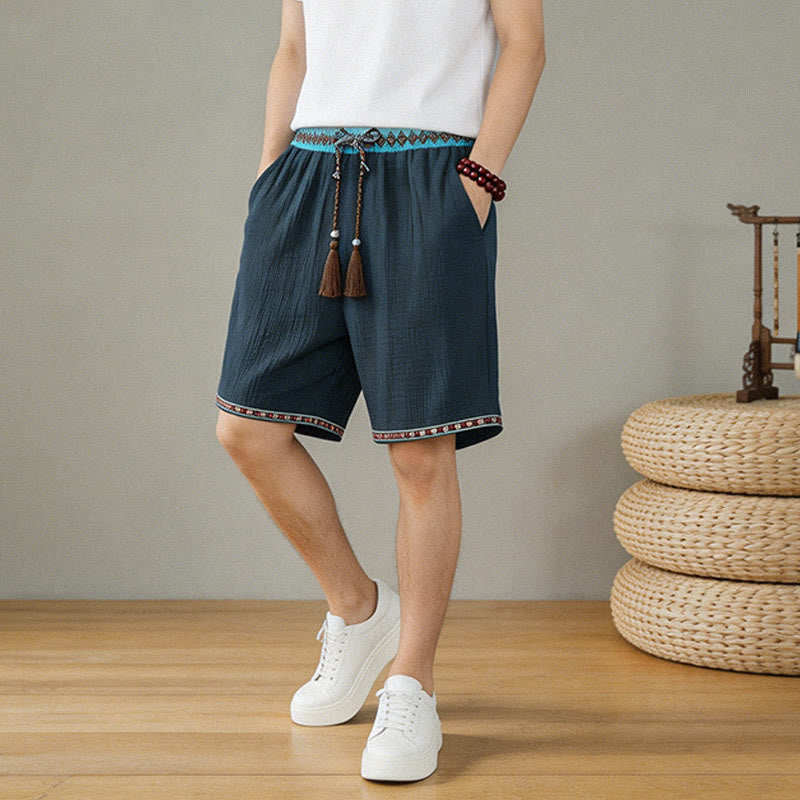 Buddha Stones Summer Boho Casual Drawstring Geometric Bermuda Shorts Men's  With Pockets - image 9