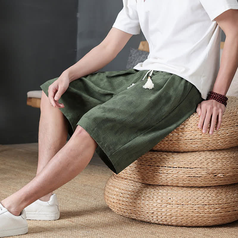 Buddha Stones Summer Casual Minimalist Drawstring Solid Men's Shorts With Pocket - image 7