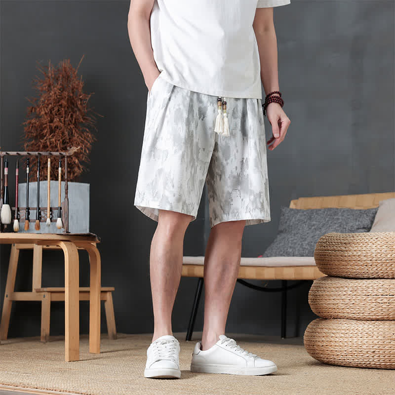 Buddha Stones Summer Casual Minimalist Drawstring Solid Men's Shorts With Pocket - White - US/UK/AU46, EU56 (5XL) - image 24