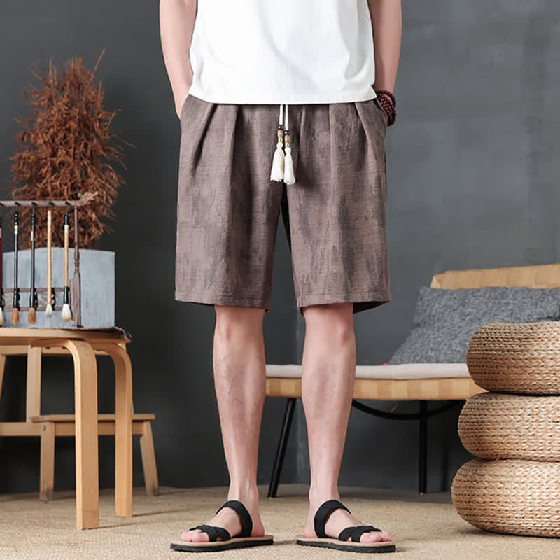 Buddha Stones Summer Casual Minimalist Drawstring Solid Men's Shorts With Pocket - Sienna - US/UK/AU46, EU56 (5XL) - image 8