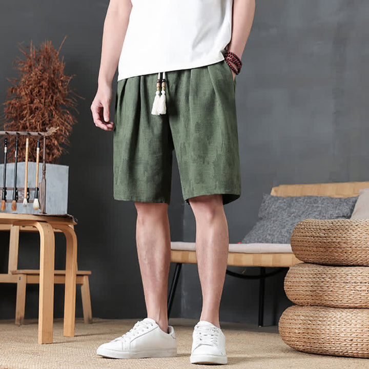 Buddha Stones Summer Casual Minimalist Drawstring Solid Men's Shorts With Pocket - image 5