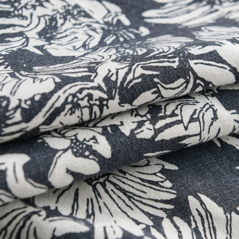 Buddha Stones Summer Casual Button-Up Sunflower Floral Men's Short Sleeve Shirts With Patch Pocket - image 4