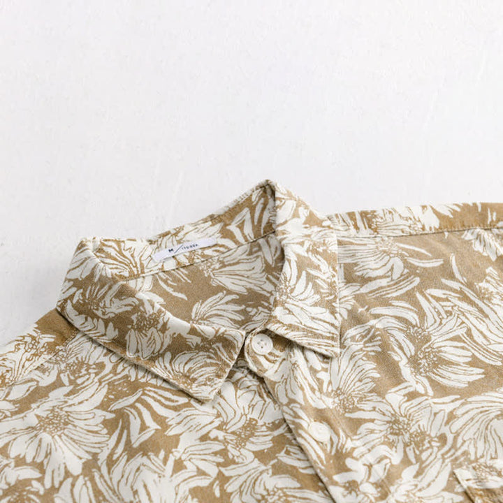 Buddha Stones Summer Casual Button-Up Sunflower Floral Men's Short Sleeve Shirts With Patch Pocket - image 7