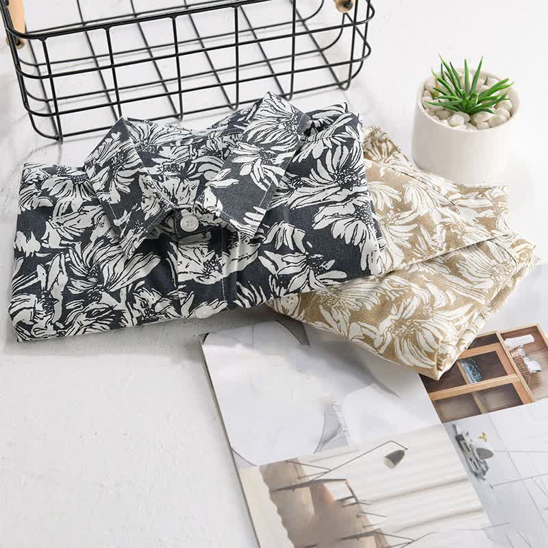 Buddha Stones Summer Casual Button-Up Sunflower Floral Men's Short Sleeve Shirts With Patch Pocket - image 11