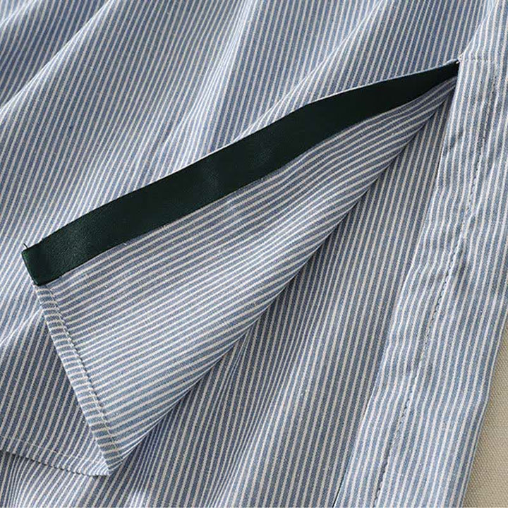 Buddha Stones Summer Casual Simple Side Slit Striped Women's Short Sleeve Dresses With Pocket - image 8