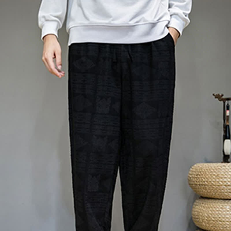 Buddha Stones Spring Summer Casual Vintage Geometric Long Pants Men's Straight Leg Pants With Pockets - image 14