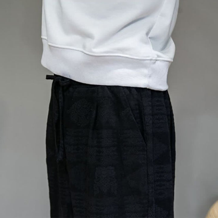 Buddha Stones Spring Summer Casual Vintage Geometric Long Pants Men's Straight Leg Pants With Pockets - image 18