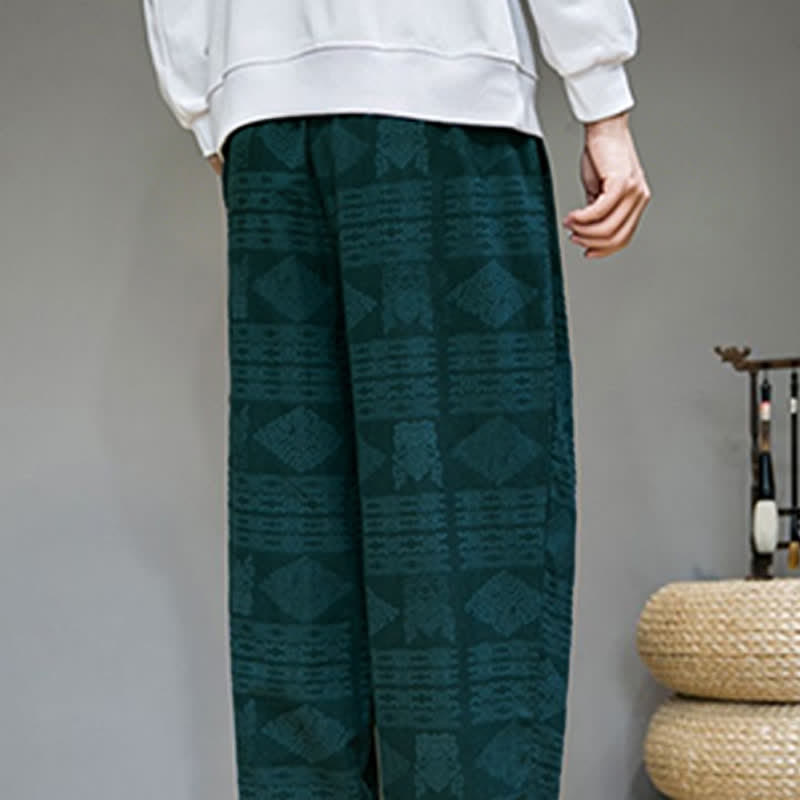 Buddha Stones Spring Summer Casual Vintage Geometric Long Pants Men's Straight Leg Pants With Pockets - image 28