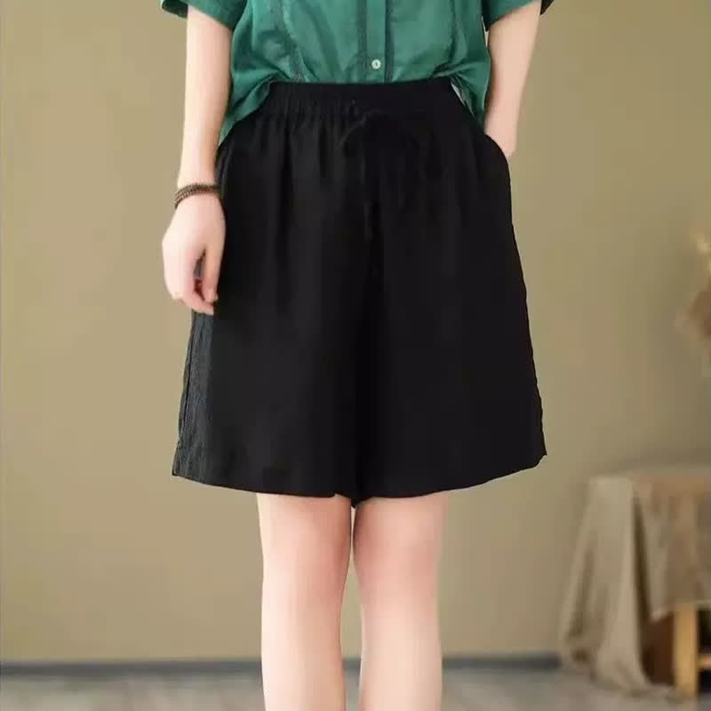 Buddha Stones Summer Casual Drawstring Solid Women's Shorts With Pocket - image 6