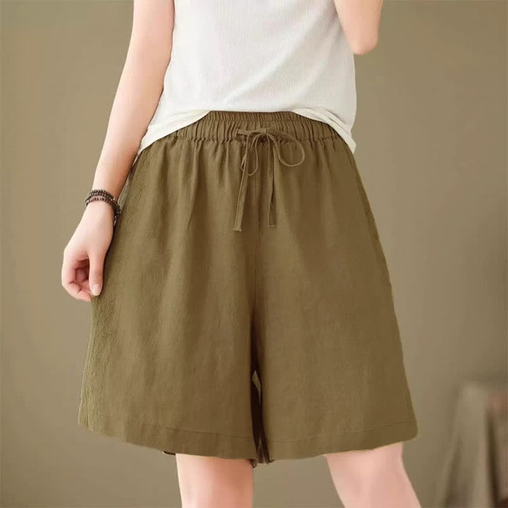 Buddha Stones Summer Casual Drawstring Solid Women's Shorts With Pocket - image 1