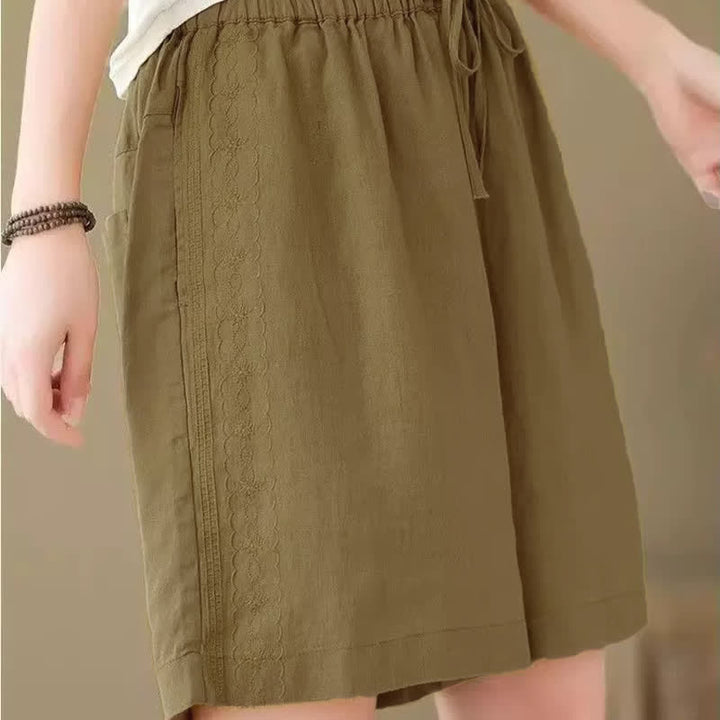 Buddha Stones Summer Casual Drawstring Solid Women's Shorts With Pocket - image 2