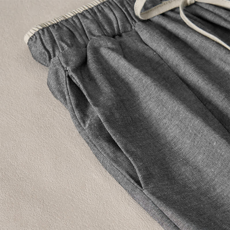 Buddha Stones Summer Casual Minimalist Drawstring Solid Cropped Pants Women's Harem Pants With Pocket - image 10