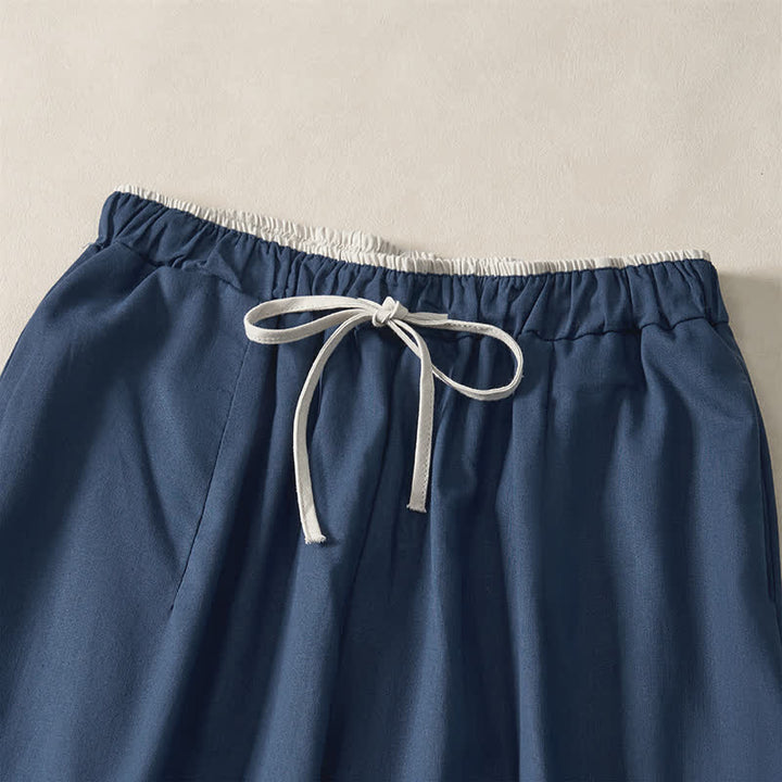 Buddha Stones Summer Casual Minimalist Drawstring Solid Cropped Pants Women's Harem Pants With Pocket - image 2