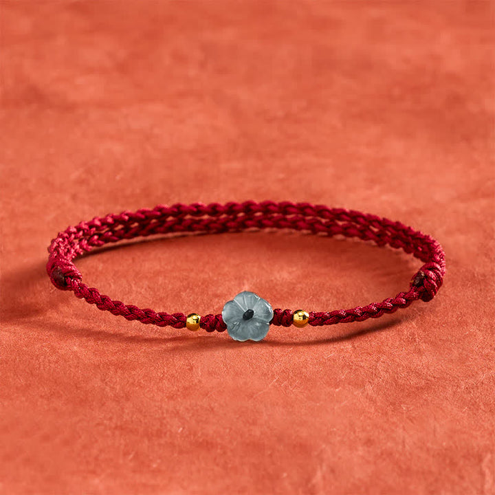 Buddha Stones Jade Flower Red String Blessing Bracelet - Red String(Wrist Circumference: 15–20 cm) - image 0