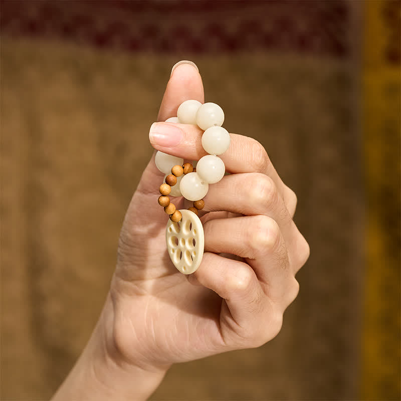 Buddha Stones White Bodhi Seed Lotus Root Pendant Luck Tactile Meditation Beads Decorations - image 4