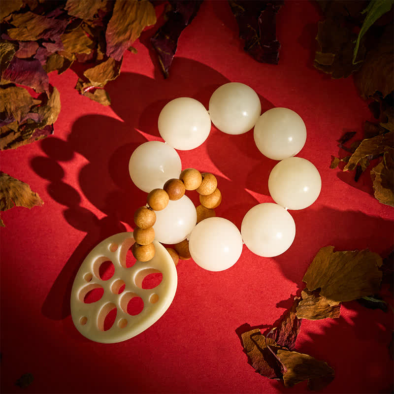 Buddha Stones White Bodhi Seed Lotus Root Pendant Luck Tactile Meditation Beads Decorations - image 2
