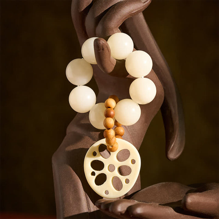Buddha Stones White Bodhi Seed Lotus Root Pendant Luck Tactile Meditation Beads Decorations - image 1