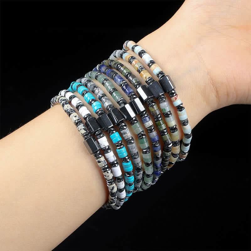 Buddha Stones Sodalite Hematite Grounding Cube Spacer Bracelet - image 1