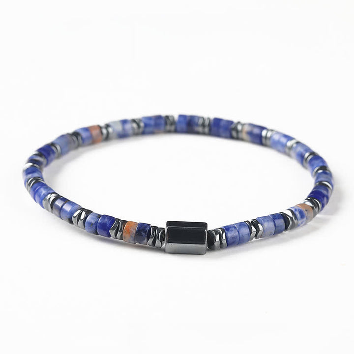 Buddha Stones Sodalite Hematite Grounding Cube Spacer Bracelet - Sodalite(Logic ♥ Truth)(Wrist Circumference: 16-17cm) - image 0