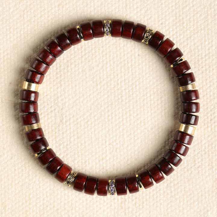Buddha Stones Red Rosewood Ebony Wood Grounding Barrel Bead Minimalist Bracelet - Red Rosewood(Meditation ♥ Grounding)(Wrist Circumference: 15-17cm) - image 2