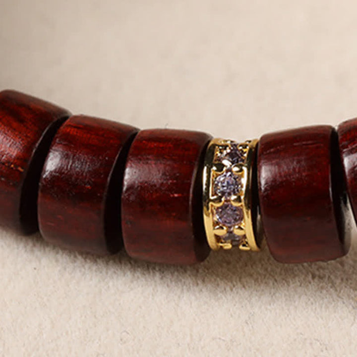 Buddha Stones Red Rosewood Ebony Wood Grounding Barrel Bead Minimalist Bracelet - image 7