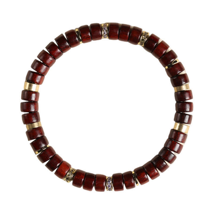 Buddha Stones Red Rosewood Ebony Wood Grounding Barrel Bead Minimalist Bracelet - image 3