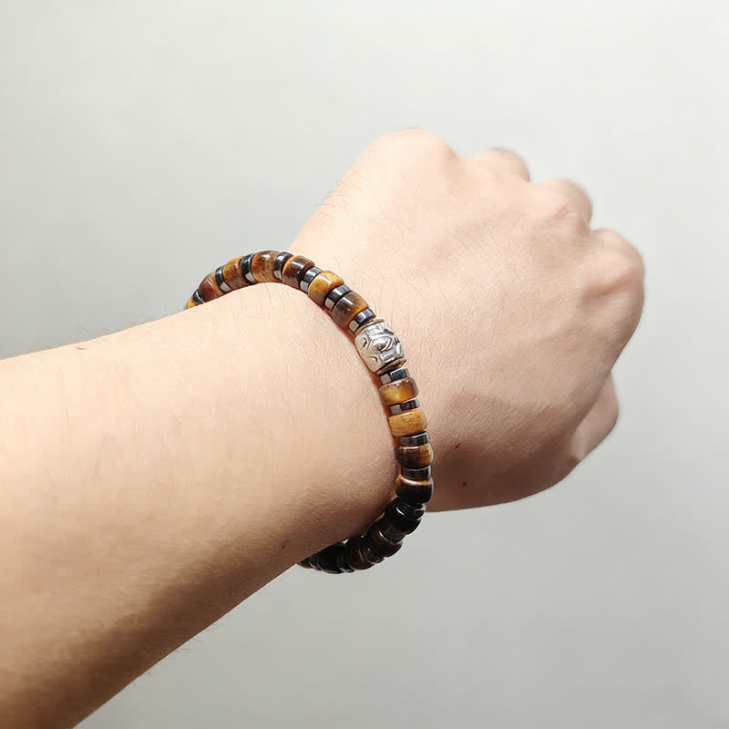 Buddha Stones Natural Tiger Eye Antique Silver Lion Confidence Bead Bracelet - image 11