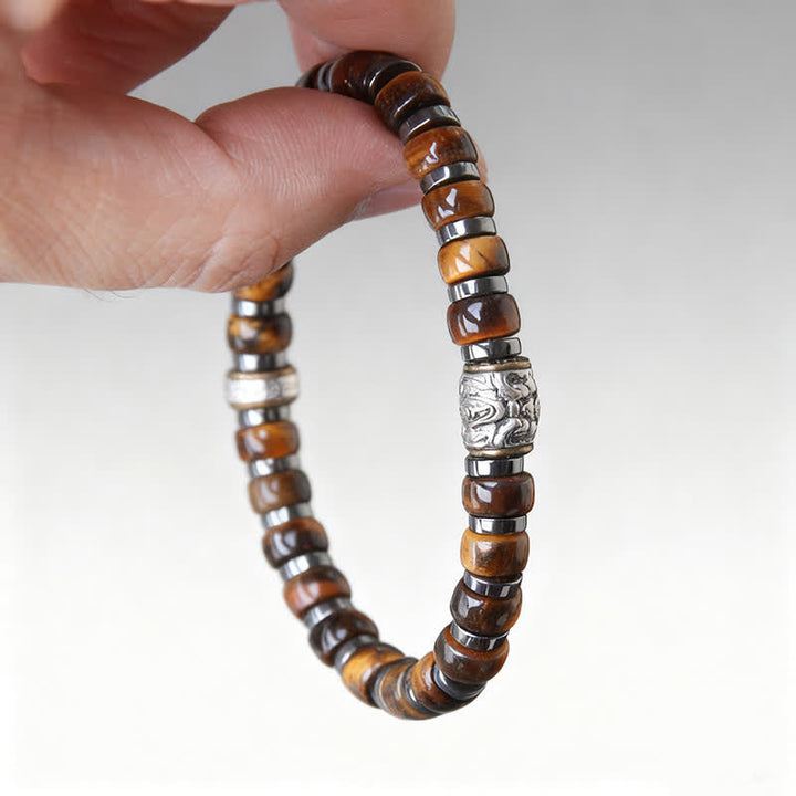 Buddha Stones Natural Tiger Eye Antique Silver Lion Confidence Bead Bracelet - image 8
