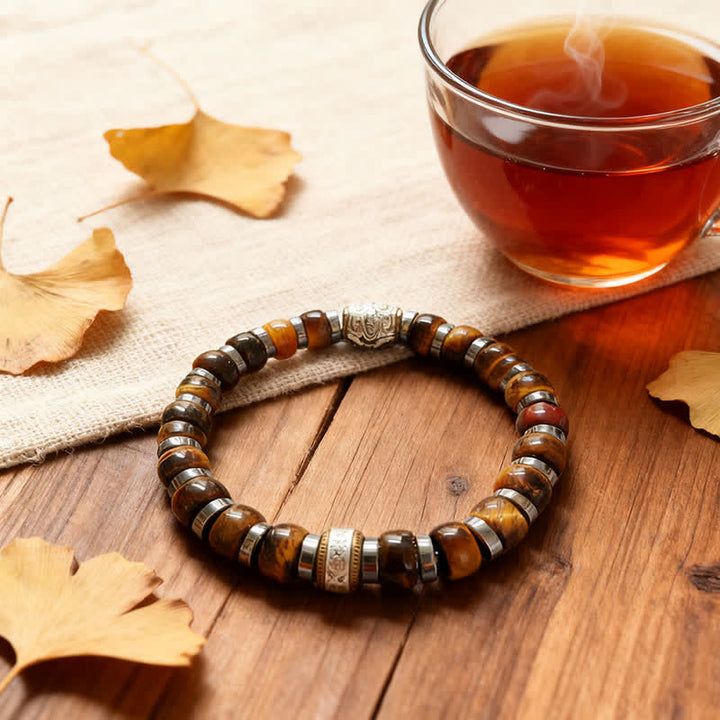 Buddha Stones Natural Tiger Eye Antique Silver Lion Confidence Bead Bracelet - image 3