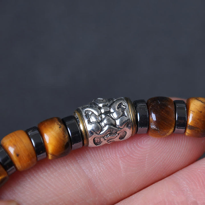 Buddha Stones Natural Tiger Eye Antique Silver Lion Confidence Bead Bracelet - image 14