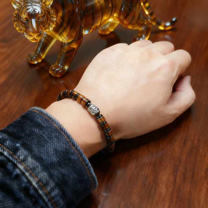 Buddha Stones Natural Tiger Eye Antique Silver Lion Confidence Bead Bracelet - image 10