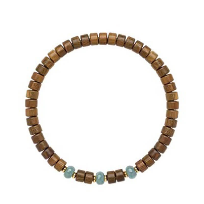 Buddha Stones Green Sandalwood Serenity Jade Accent Barrel Bead Bracelet - image 8